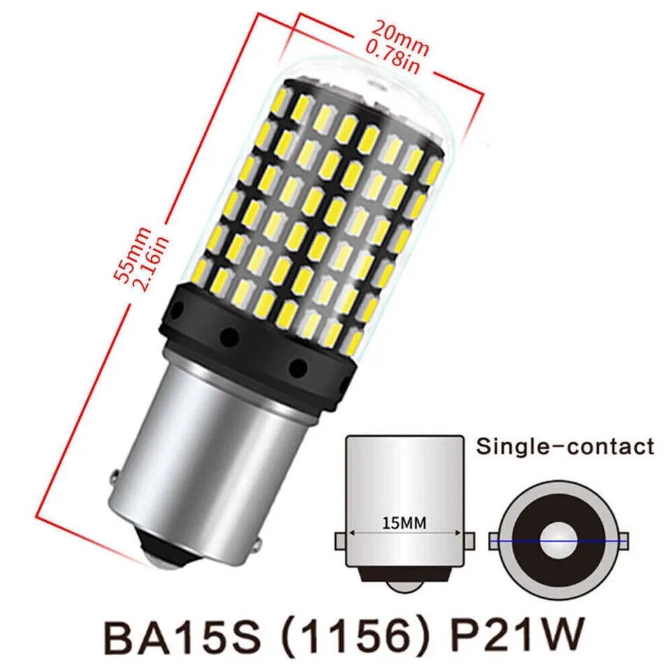 2 Stuks 1156 Ba 15S P 21W Bau15 S Py21 W T20 7440 W 21W 3157 1157 P21/5W W21/5W Led-Lampen 144smd Led Canbus Lamp Voor Richtingaanwijzer Licht