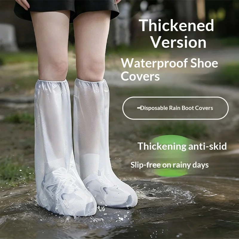 Waterproof Non-Slip Rain Boots Covers Disposable Shoes Cover Thickened High Tube Mud-Proof Shoe Protector for Outdoor Rainy Day
