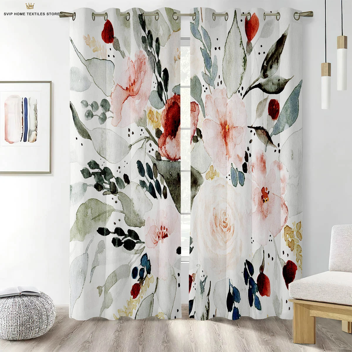 Blackout Curtains High Quality Black Silk Curtains Bedroom Living Room Kitchen Window Curtains Vintage Floral Print