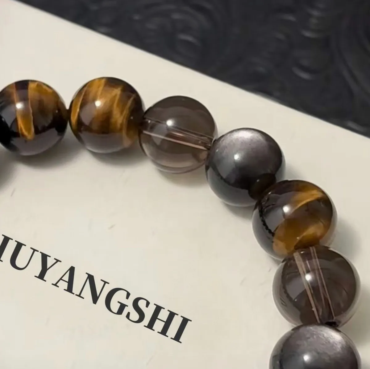 Natural Tiger Eye Stone Bracelet Ice Obsidian Silver Obsidian Crystal Design Beaded Jewelry Gift for Husband Wealth Luck