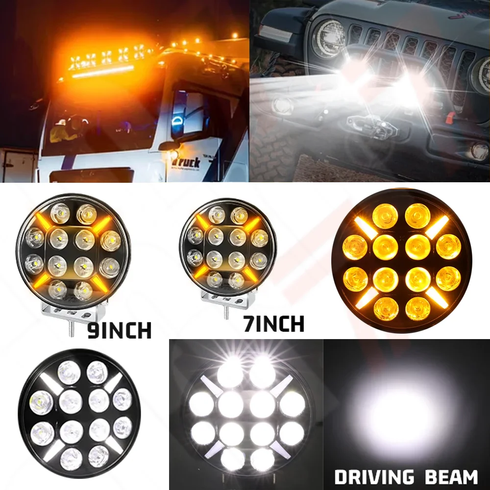 

7 inch/9 inch Round 120W Led Work Light 12V 24V Yellow White Led DRL Off Road Fog Lamp For Truck 4X4 4WD Car Accessories