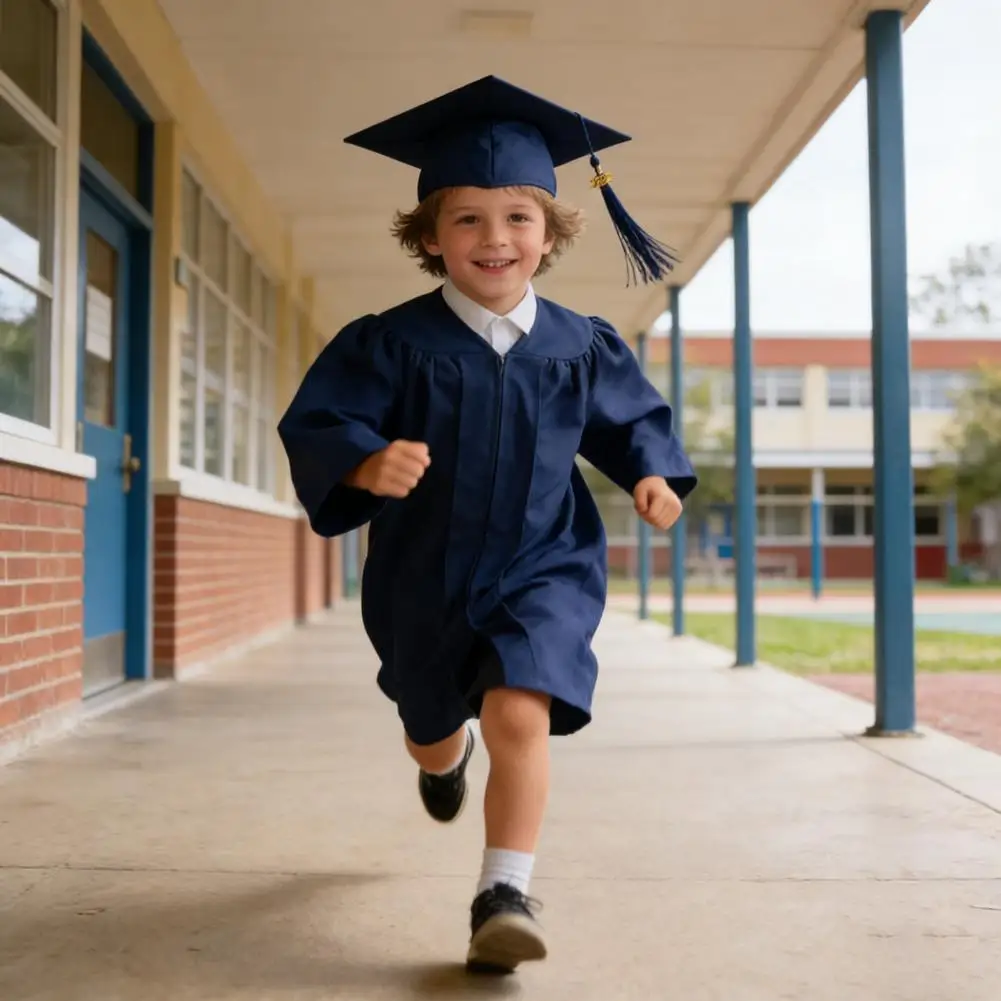 Kindergarten Graduation Gown And Cap Set 2026 Graduation Gown Hidden Zipper Gold Tassel Kid Elementary School Graduation Outfit