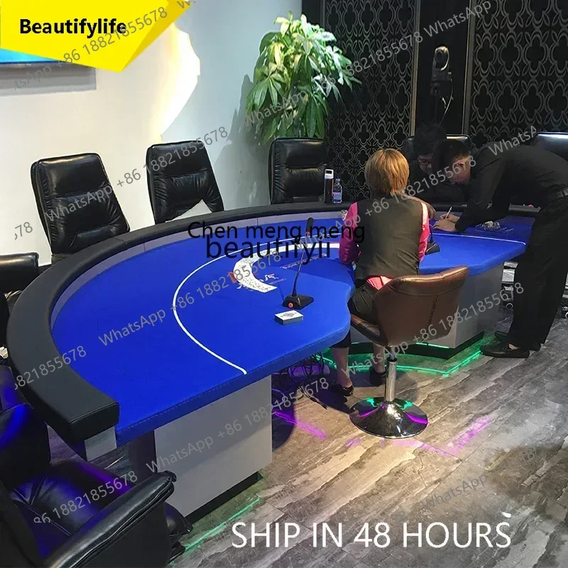 

lhyE1001 ss ss newTexas Poker Table with Remote Control Atmosphere LED Light Color Changeable Chip Table with USB Interface e100