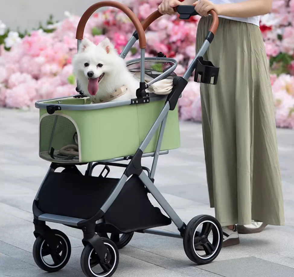 

360° High Wheels Transport Foldable Cat Pet Stroller Foldable Cat Stroller Detachble Pet Stroller Portable Pet Storage Bag