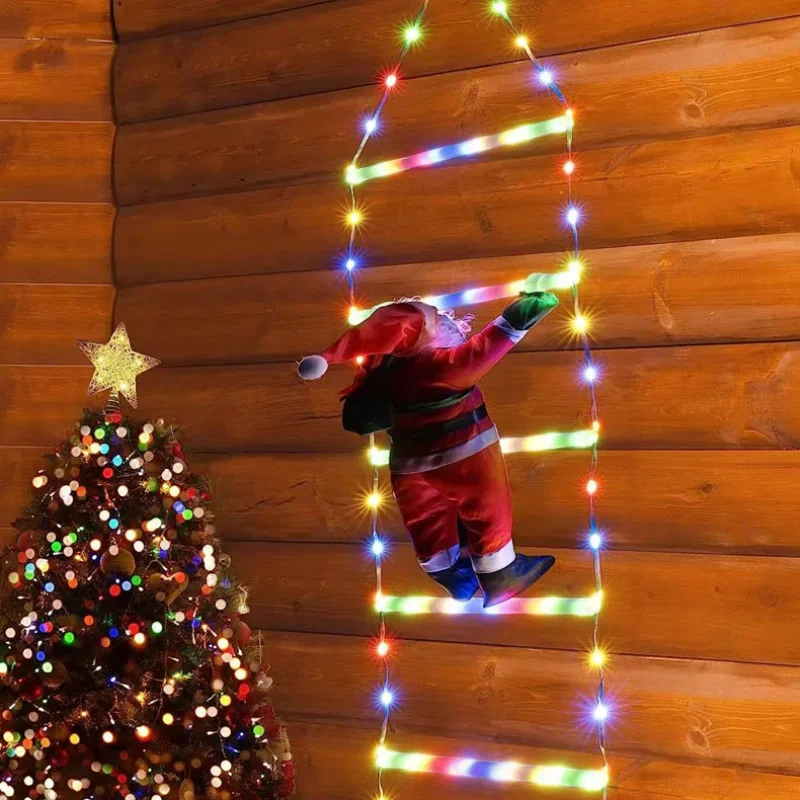 LED Christmas Climbing Ladder Santa Claus Decorations USB 8 Modes LED Lamp Home Outdoor Xmas Christmas Light New Year Ornaments