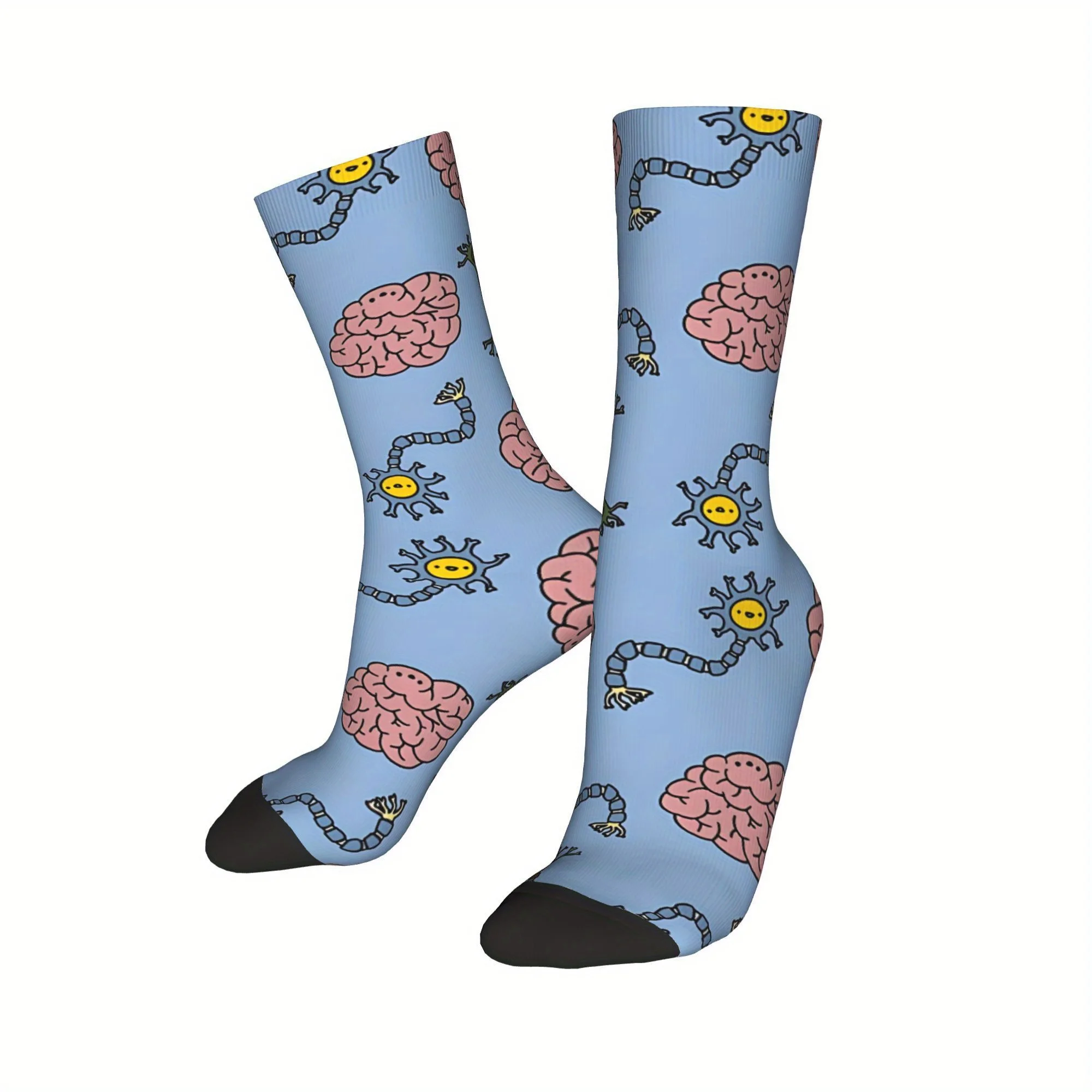 Funny Hip Hop Retro Neuro Brain Time Crazy Men's Compression Socks Unisex Comfy Breathable Seamless Printed Novelty Happy Sock