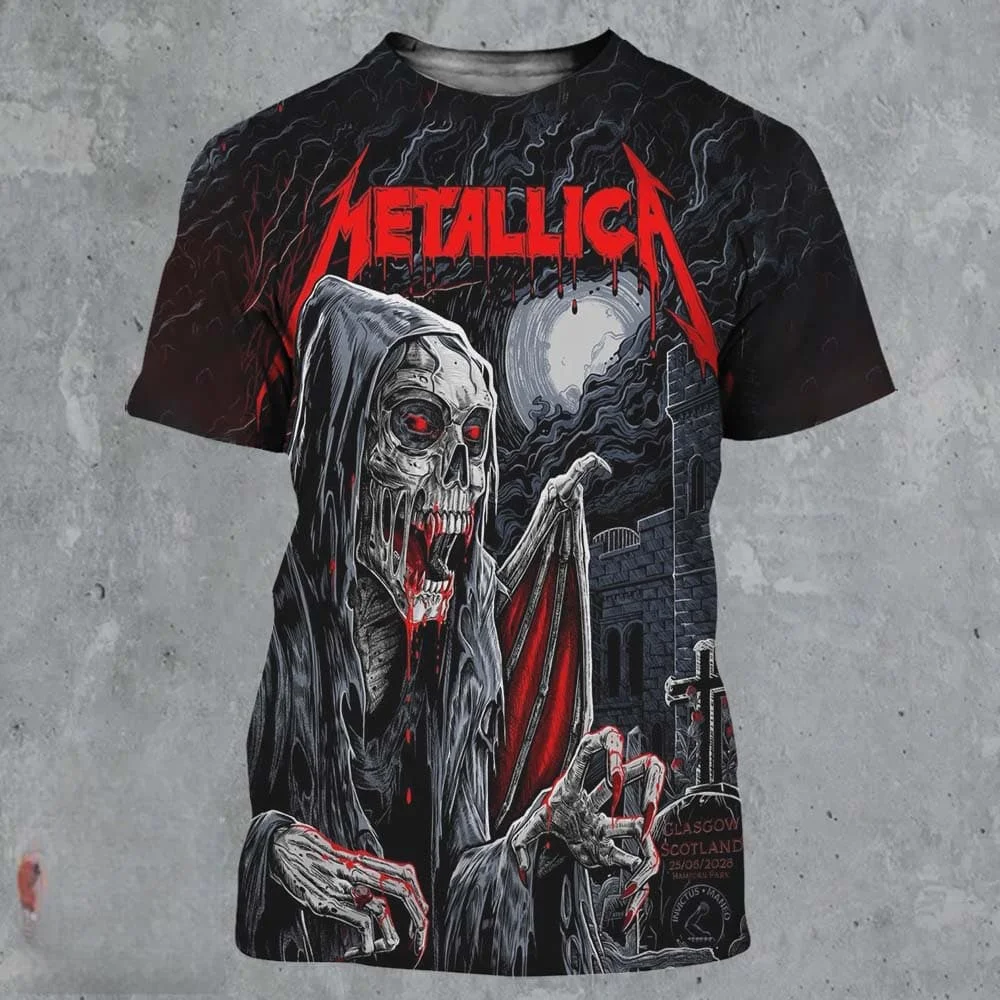 2026 Gothic Skeleton Snake Print T-shirt Men Women Heavy Metal Style Streetwear Casual Short Sleeve Top