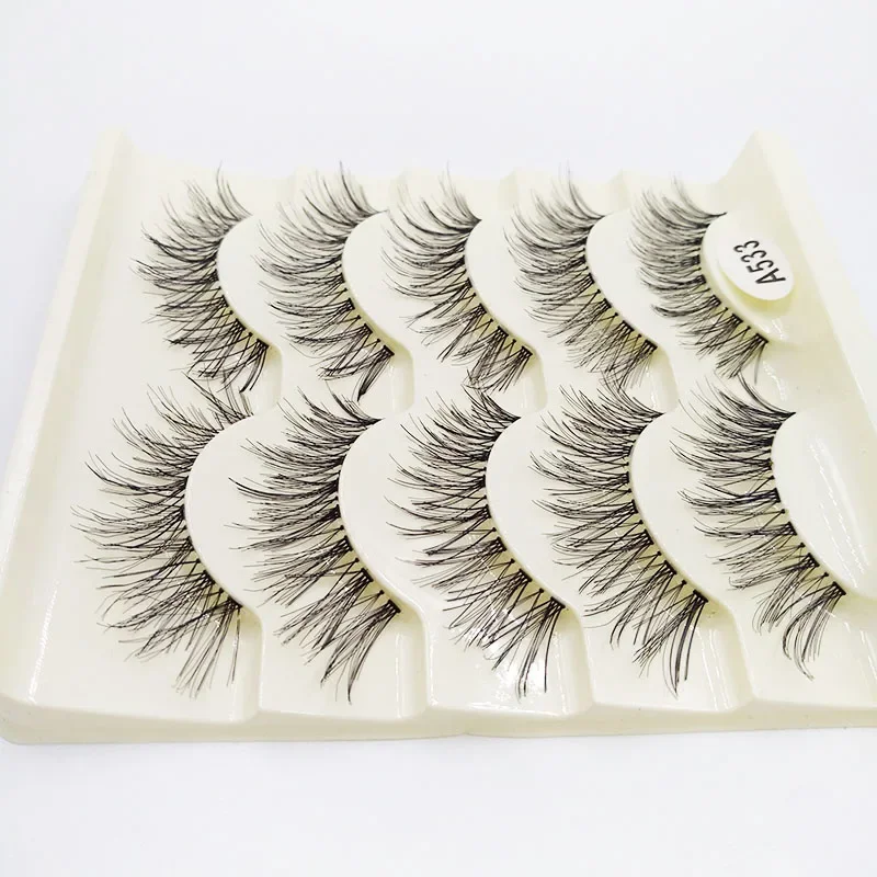 5 Paare/satz 3D Faux Nerz Haar Kreuzmuster Falsche Wimpern Natürliche Wirkung Gefälschte Wimpern Wimpern Verlängerung Täglichen Verschleiß