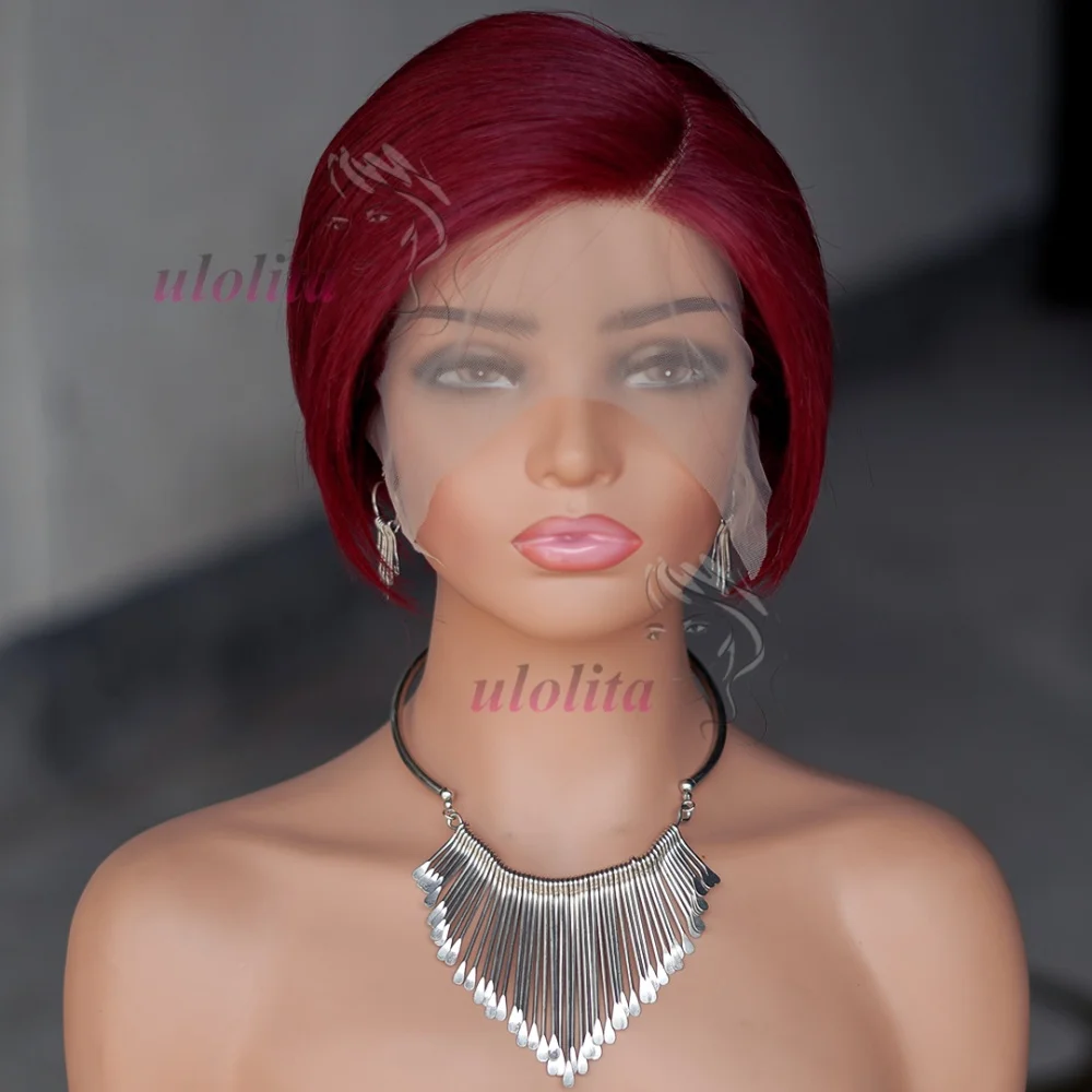 99JPixie Cut 13x4 Transparente Lace-Front-Perücken für Frauen, kurze Bob-Perücke, Inidan, vorgezupfte Lace-Frontal-Perücke aus Echthaar, 200 Dichte – Detail 5