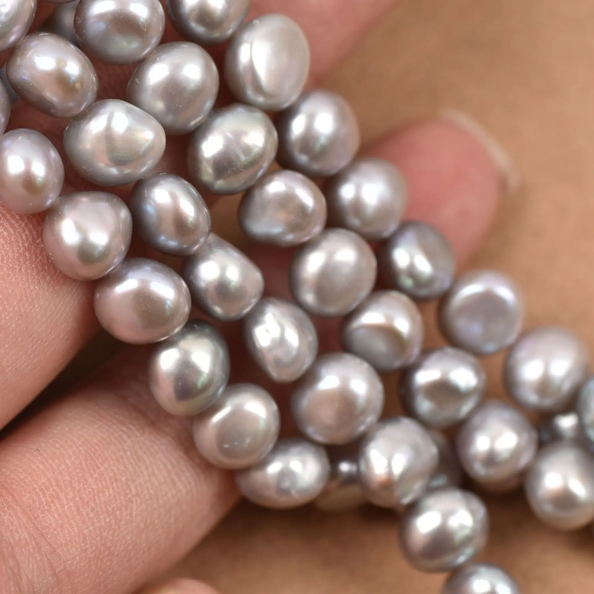 

Baroque 5-6/7-8/8-9mm Natural Freshwater Pearl Gray Beads Two Shiny Light for DIY Women Men Necklace Jewelry Making Accessories