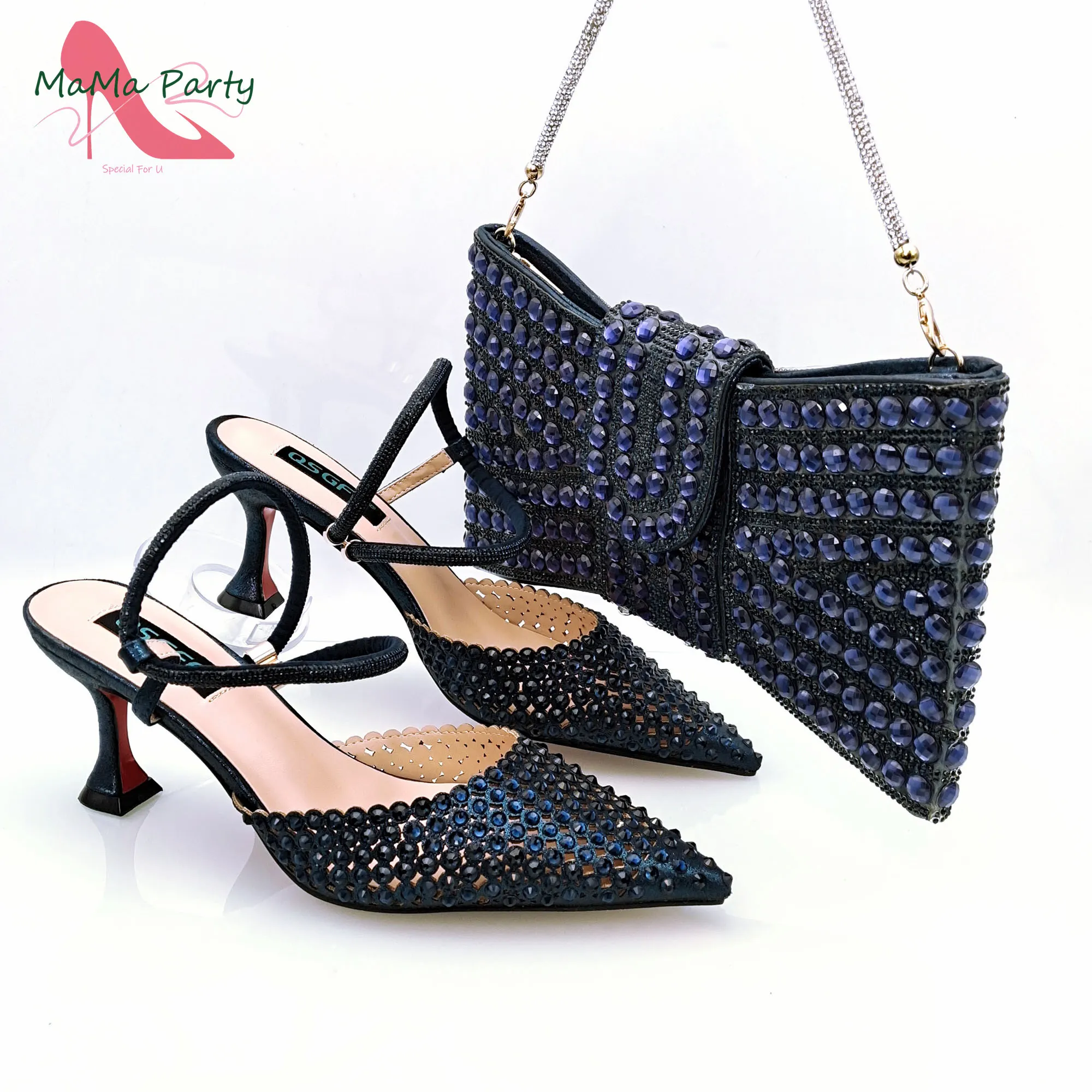 Autumn New Arrivals Italian Design Women Matching Shoes and Bag Set in Silver Color High Quality Pumps for Garden Party image 6