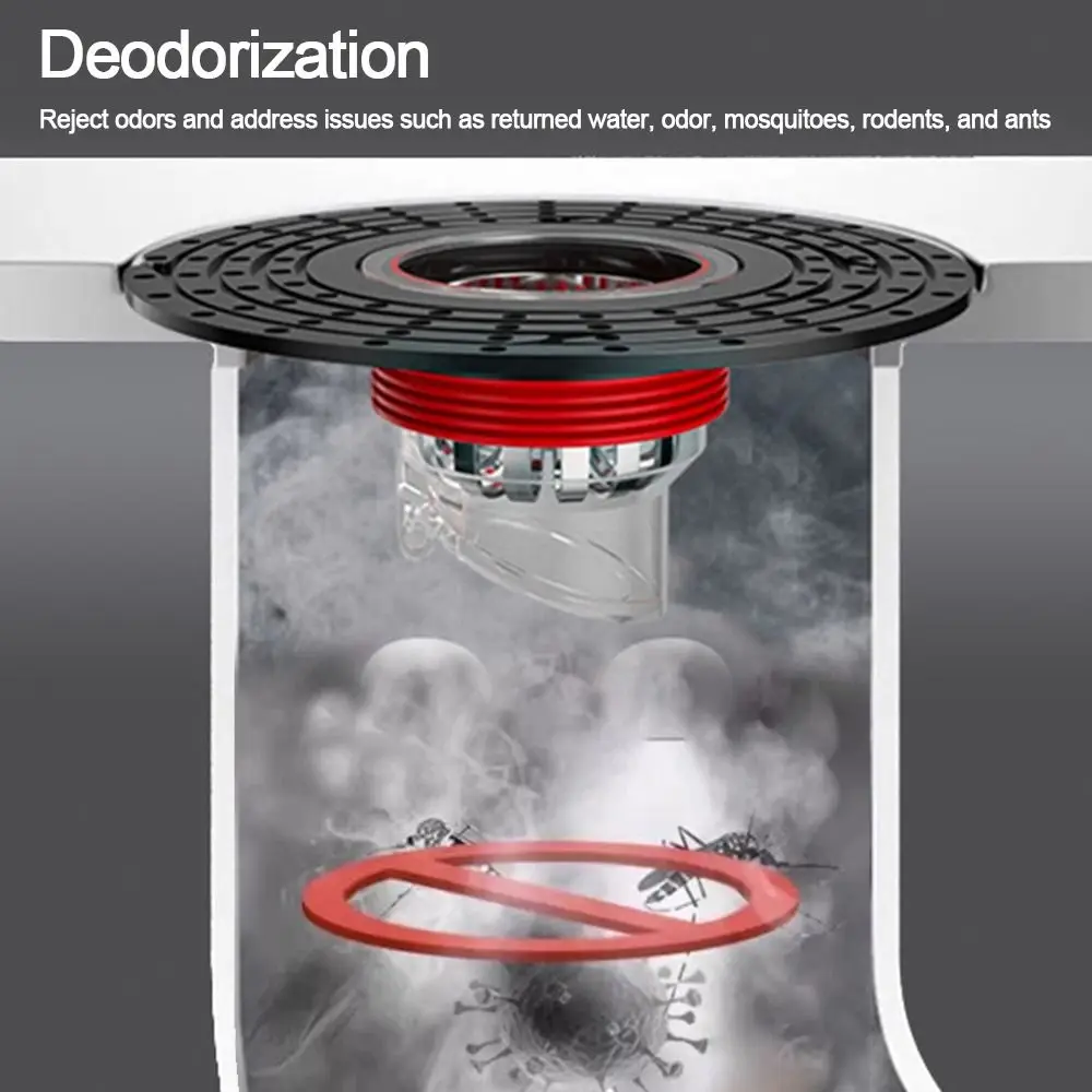 With Grid Grate Cover Shower Floor Drain Core Insect Proof Dectable Sink Strainer Anti Blocking Backflow Preventer Drain Filter