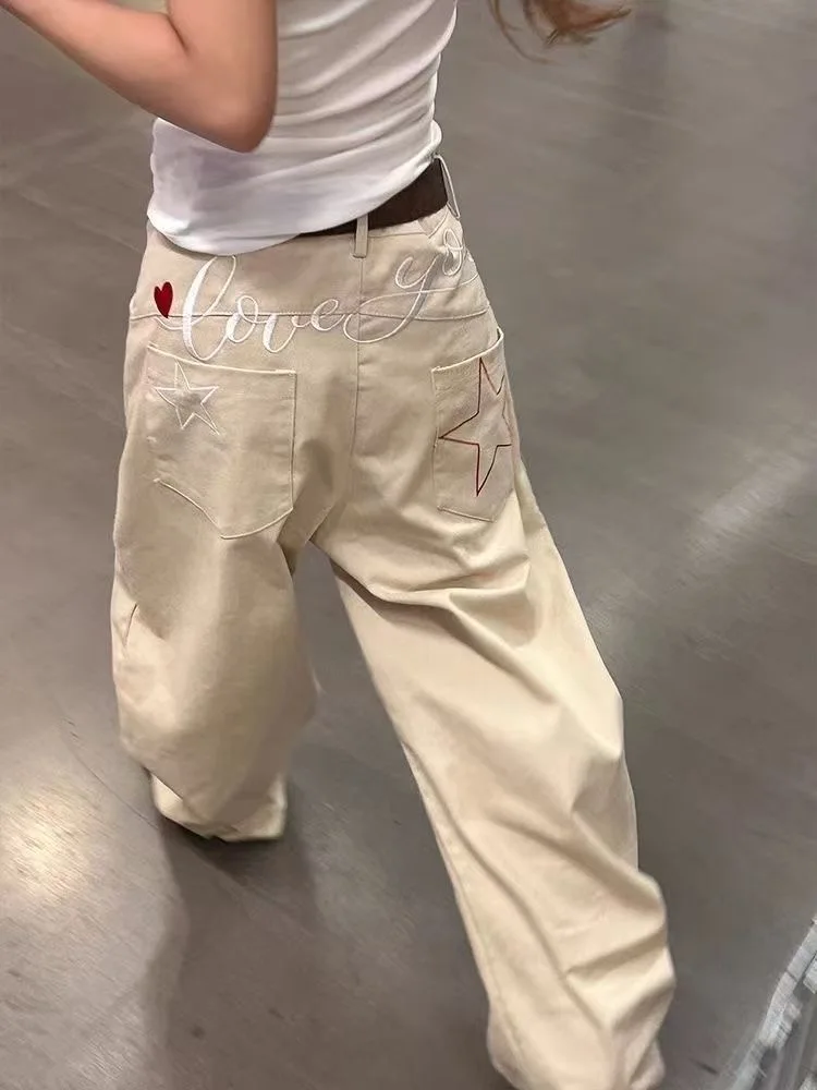 Szerokie spodnie damskie do biura, lniane, plisowane, sznurowane, wygodne, kawaii, dla uczennic, oddychające, estetyczne, spodnie na wiosnę.