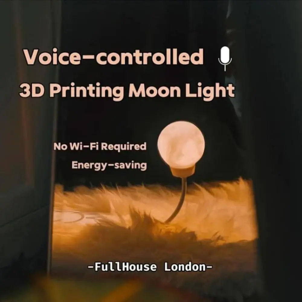 Fashion Voice Control Smart Moon Lamp Can Be Timed 3 Lighting Modes USB Energy-Saving Lamp Rotatable Plug-In Bedside Lamp