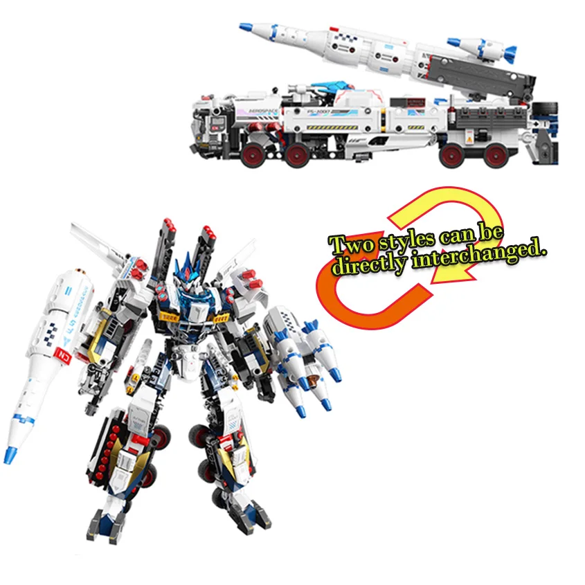 

DIY Mecha Robot/Rocket Car Model Building Blocks Two Direct Transformation Forms Assembly Small Blocks Boys Toys Holiday Gifts