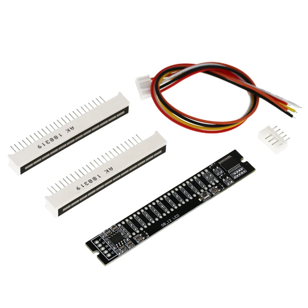 Indicador de nível de 12 bits de canal duplo, barra de luz led, velocidade de luz ajustável, módulo indicador de nível de música, kits eletrônicos diy
