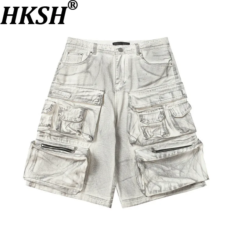 

HKSH Летние новые мужские шорты в стиле сафари, модные брендовые шорты High Street, потертые, грязные, окрашенные в нишевом стиле, хлопковые капри HK10303