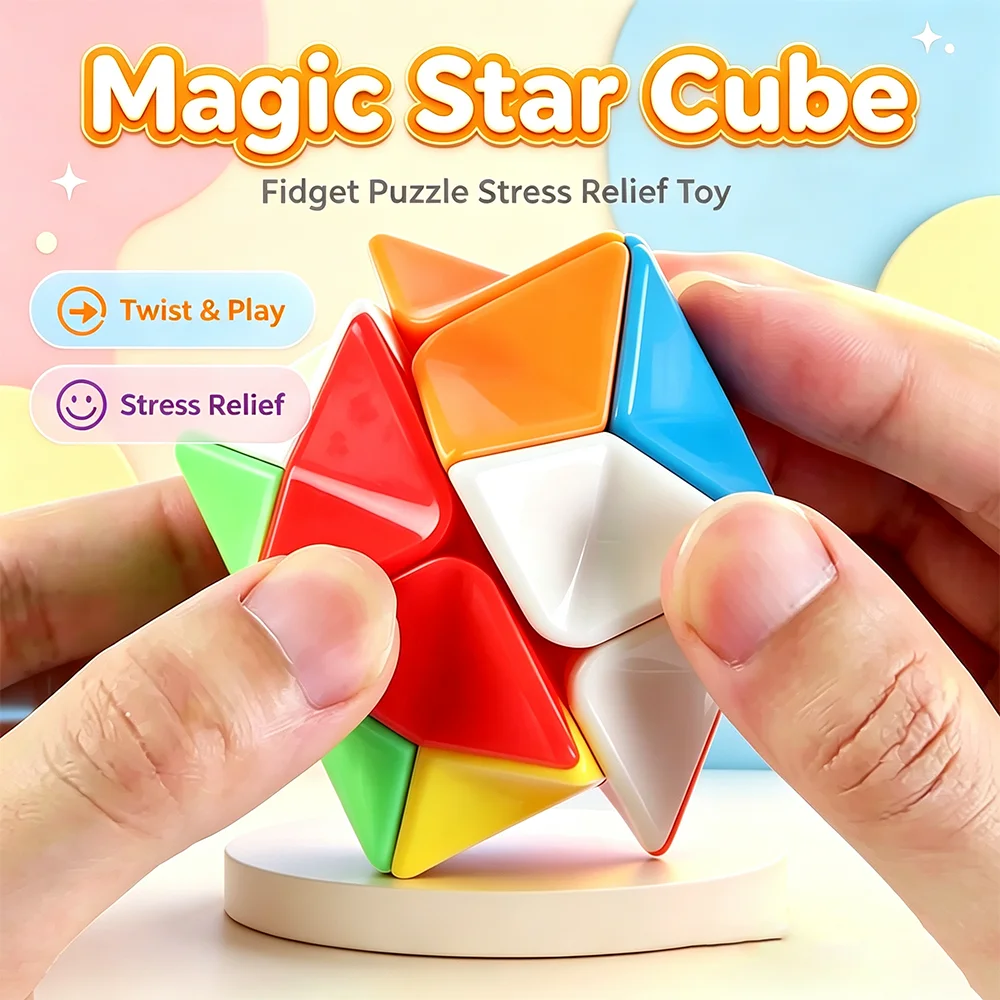 Macaron Star Polygon Magic Cube Fidget Toy Kids Educational Puzzle Cube Stress Relief Hand Spin Toy For Christmas Birthday Gifts