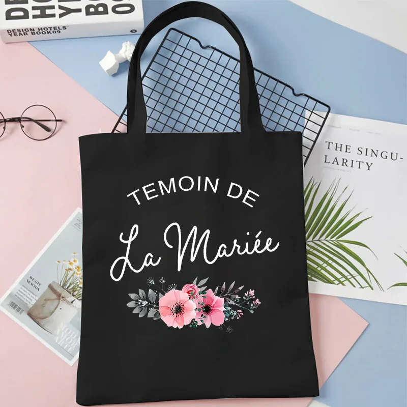 Evjf Future Mariee Bag Temoin De La Mariee Bachelorette Tote Bags Women Handbag Flower EVJF Shopping Bag for Bachelorette Party