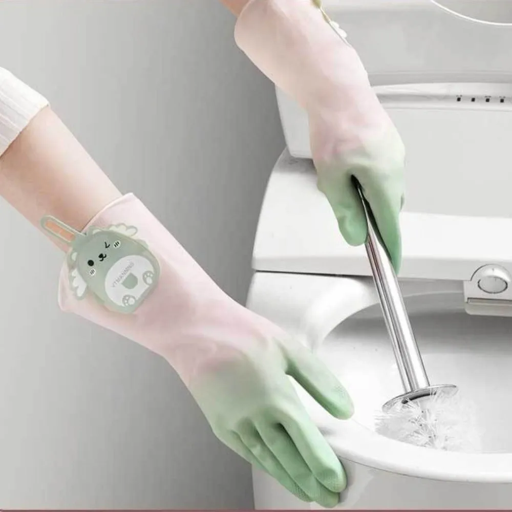Natural Latex Dishwashing Gloves Tear Resistant Lengthened Household Cleaning Gloves Waterproof Multi Color