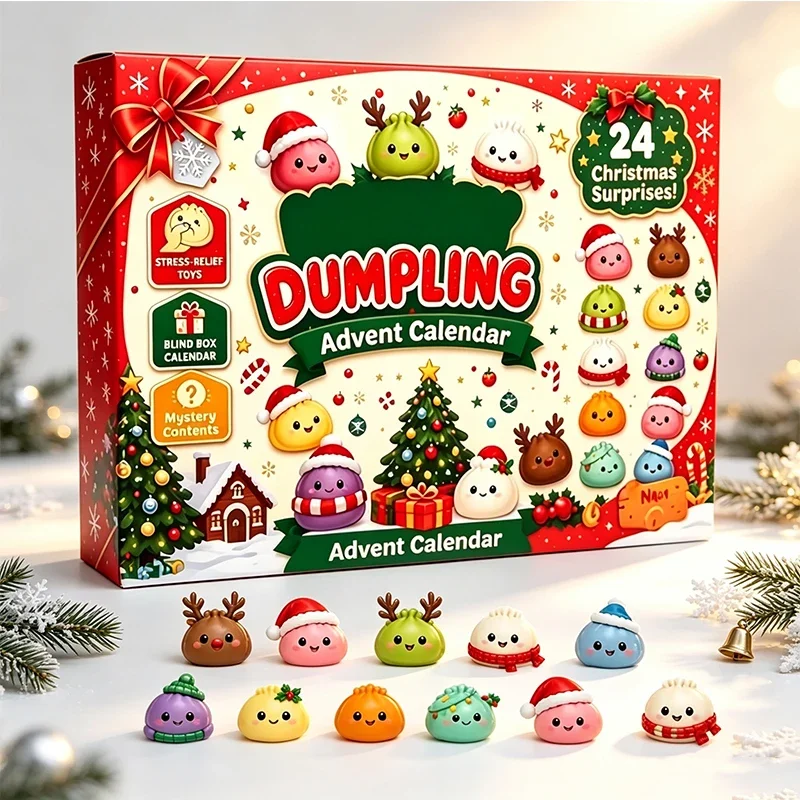 Christmas Squishies Advent Calendar 2026 24 Days Countdown Dumpling Squishy Stress Relief Squeeze Fidget Surprise Gift Blind Box