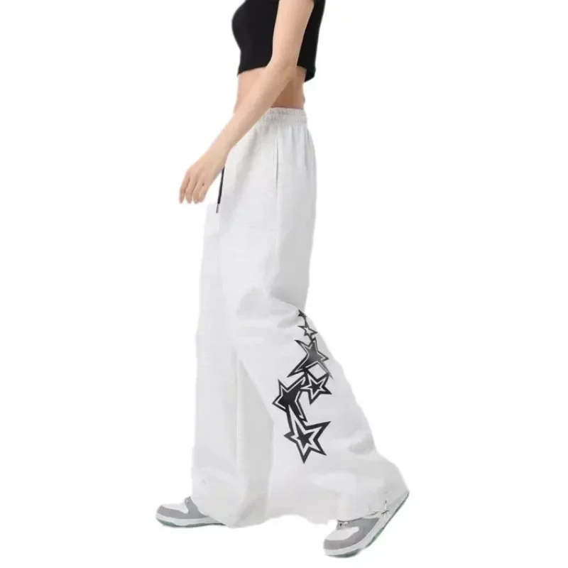 Korean Hip Hop Streetwear Oversize Jogging Sweatpants Women Elastic Waist Stars Wide Leg Baggy Casual Sports Trousers Y2k