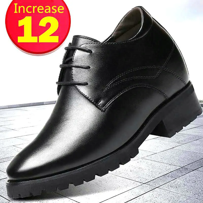 Elevator 12cm Extra High Men's Height Increased Shoes Invisible Inner Height Increasing Shoes Business Mens Formal Leather Shoes