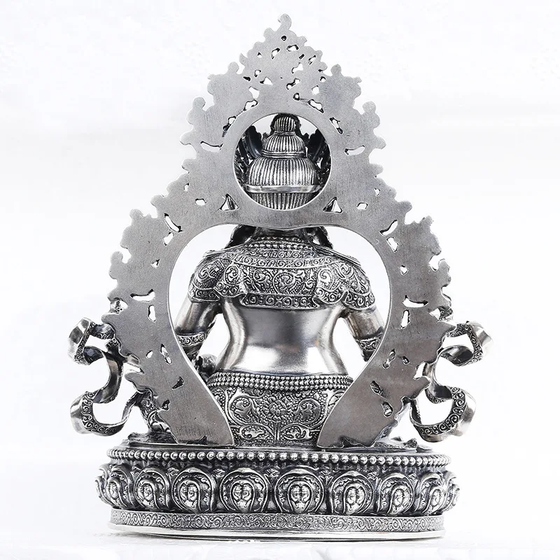The pure Buddha statue of the Yellow God of Wealth is a 3-inch carved small Buddha statue with a tantric offering ornament