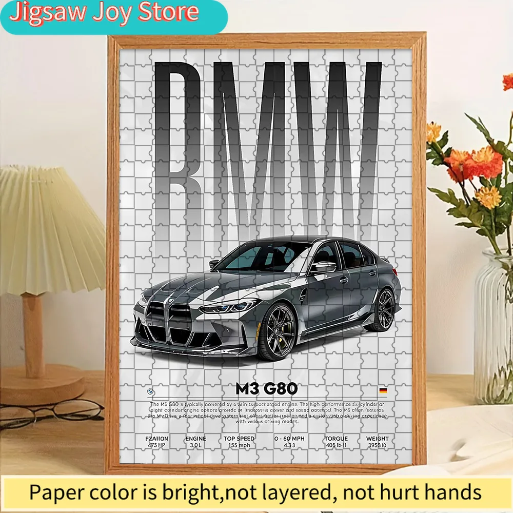 

Бумажный пазл-головоломка BMW M3 G80: Технические характеристики современного высокопроизводительного седана, художественный принт, декор для стен, немецкий роскошный спортивный автомобиль, технические данные.