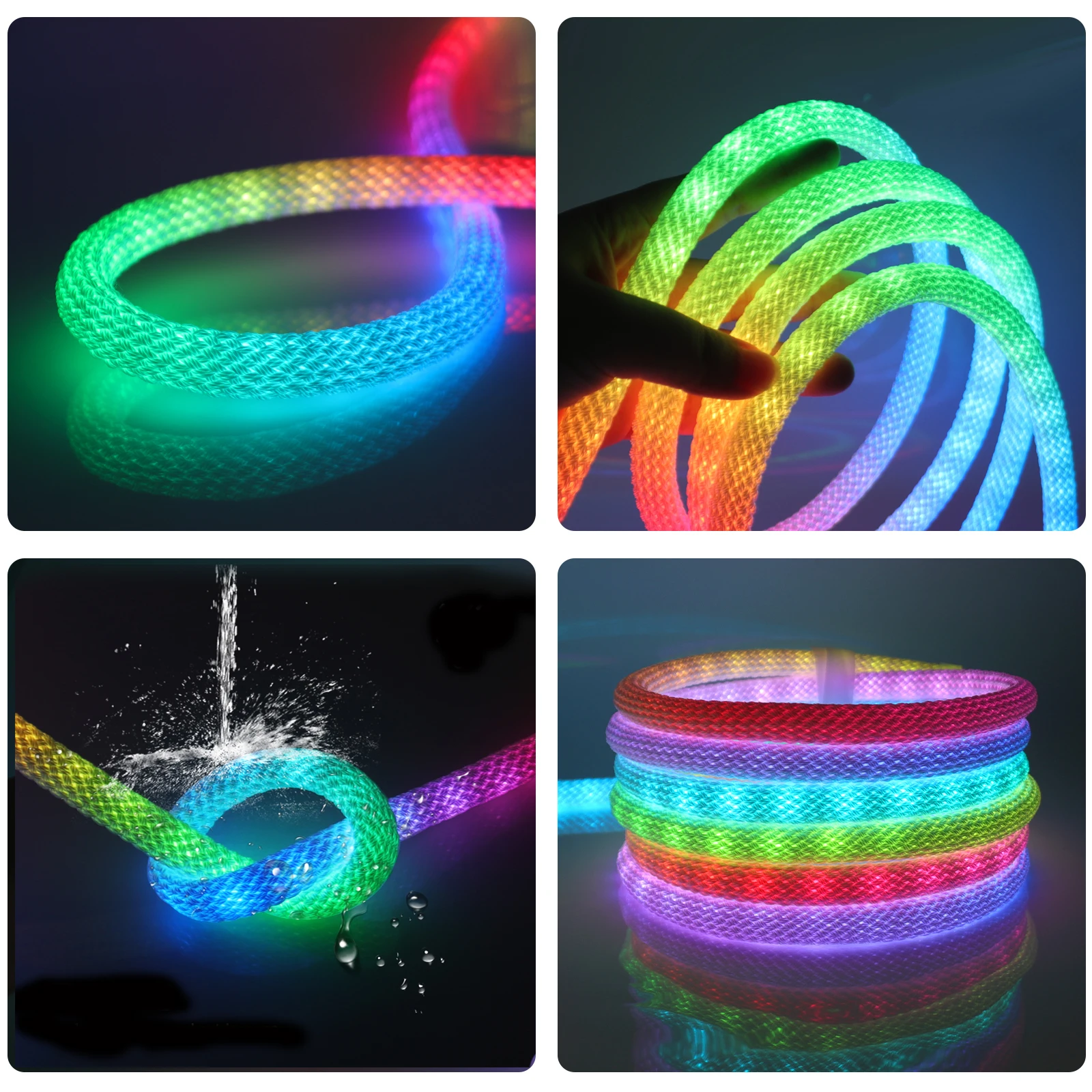 5V WS2812B RGB Neon Light 360 Degree Round Reticulate LED Strip Addressable WIFI Bluetooth APP Control Flexible Silicone Tape