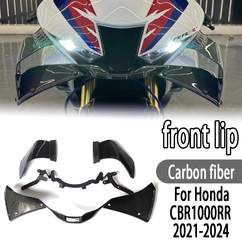 

Для Honda CBR1000RR-R 2021-2024 2023, мотоциклетные спортивные спойлеры из углеродного волокна, прижимная сила, голые передние спойлеры, аэродинамический дефлектор крыла