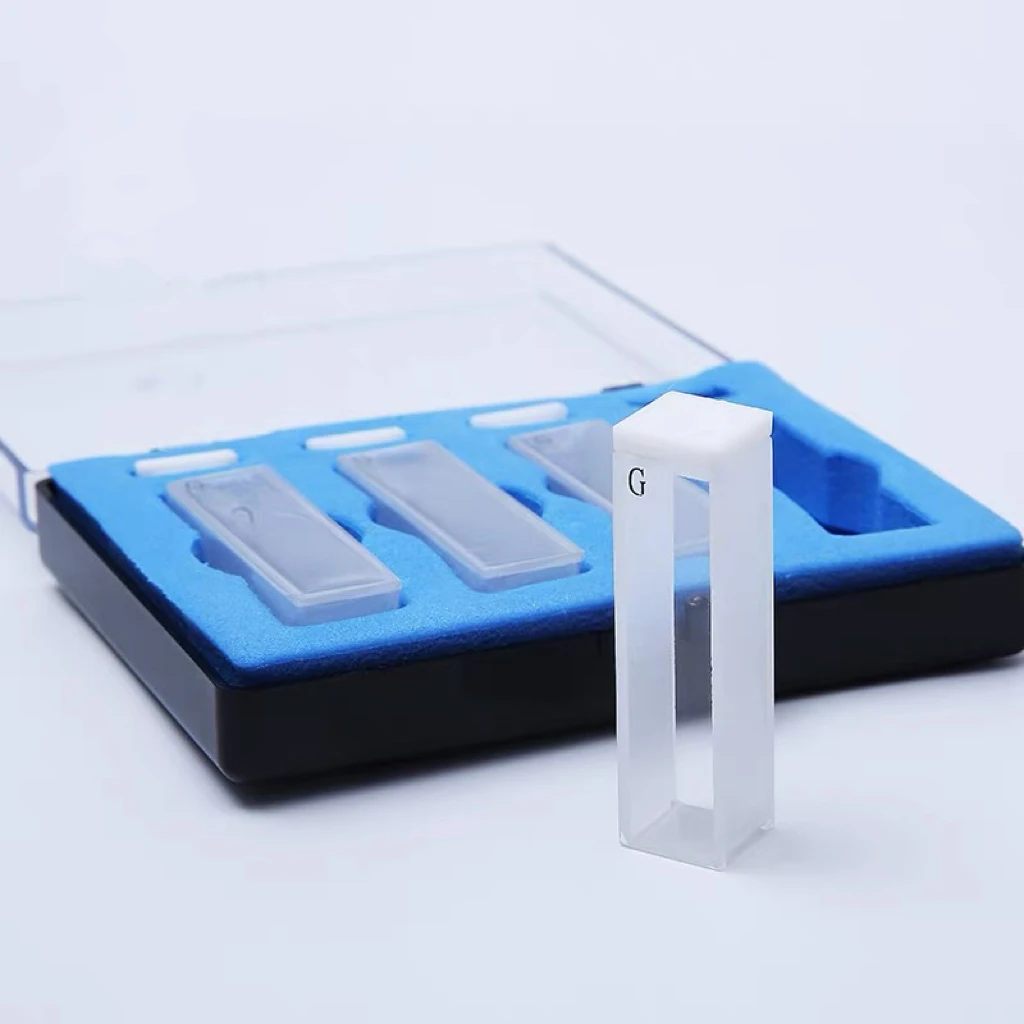 4 pc 3.5ml 10mm  Glass Cuvette Liquid Sample Cell Light PathAbsorption Cells Use For Spectrophotometer Frit Sintering Technology
