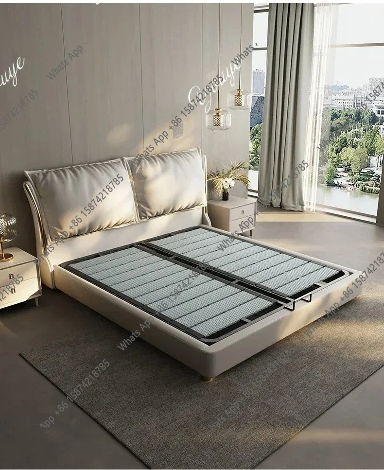 

N63J W Modern Simple Light Luxury Leather Bed Small Apartment Master Bedroom High-end Atmospheric Soft Bag Bed New Design