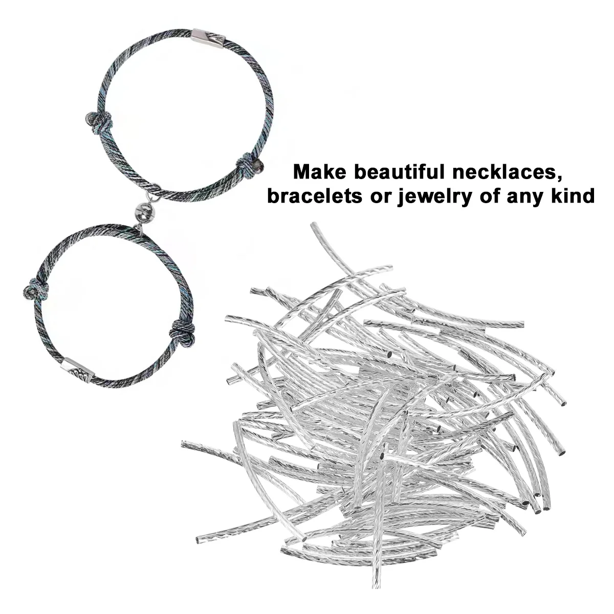 

200pcs Beads Tube Spacer Diy Copper Tubes DIY Jewelry Making Slightly Curved Necklace Accessories Craft Supplies
