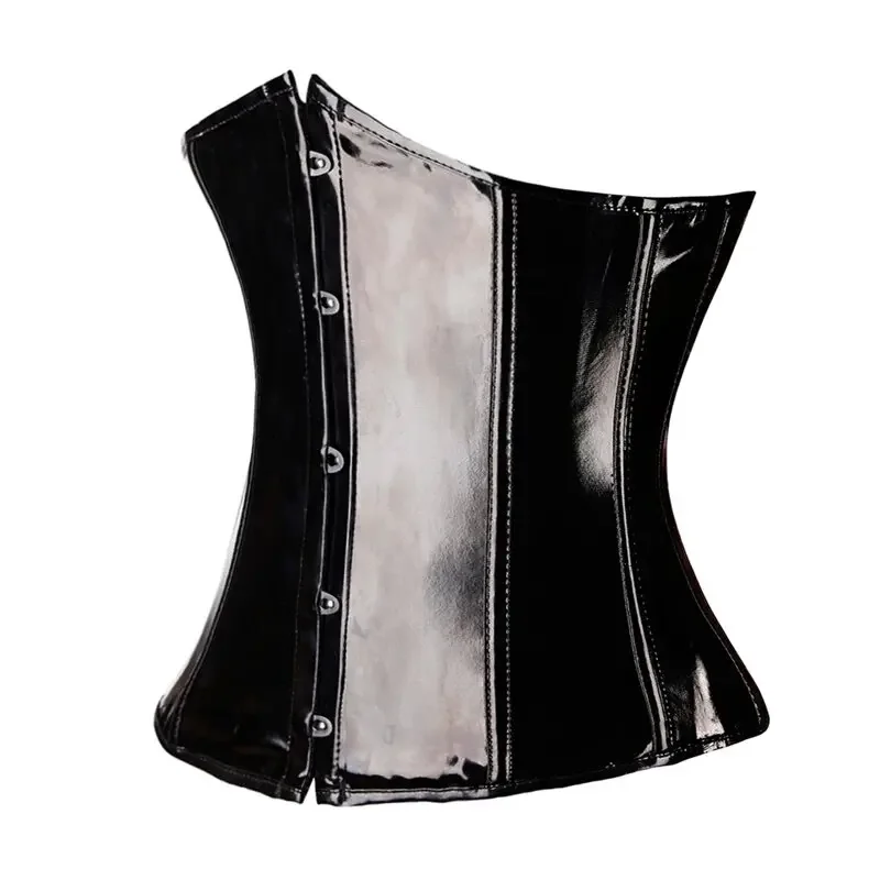 Women Underbust Waist Trainer Bustier Sexy Black PVC Leather Corset Goth Punk Vintage Slim Body Belts Streetwear