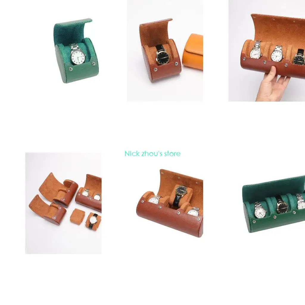E15E صندوق عرض ساعة أنيق بو حافظة ساعة جلدية صندوق تخزين ساعات ساعة لفة حافظة ساعة منظم مجوهرات للساعات