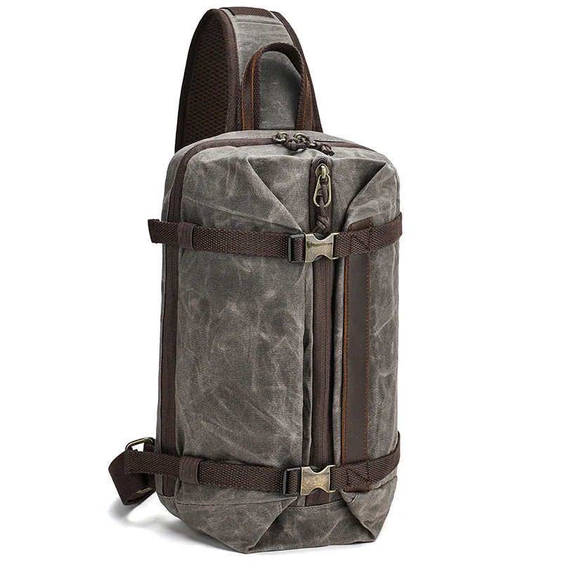 

Men's Canvas Bag New Vintage Large Capacity One Shoulder Crossbody Bag Multifunctional Fashion Small Chest Bag