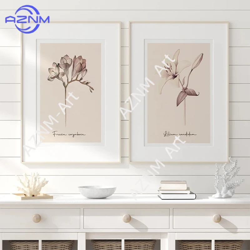 Boho Beige Dandelion Plant Flower Minimalism Poster Aesthetics Prints Wall Art Painting on Canvas Gallery Living Room Home Decor