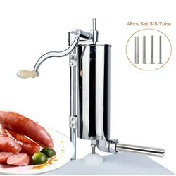 4Pcs Stainless Steel Sausage Stuffer Filling Tubes Funnels Nozzles Spare Parts For Homeuse Sausage Casing