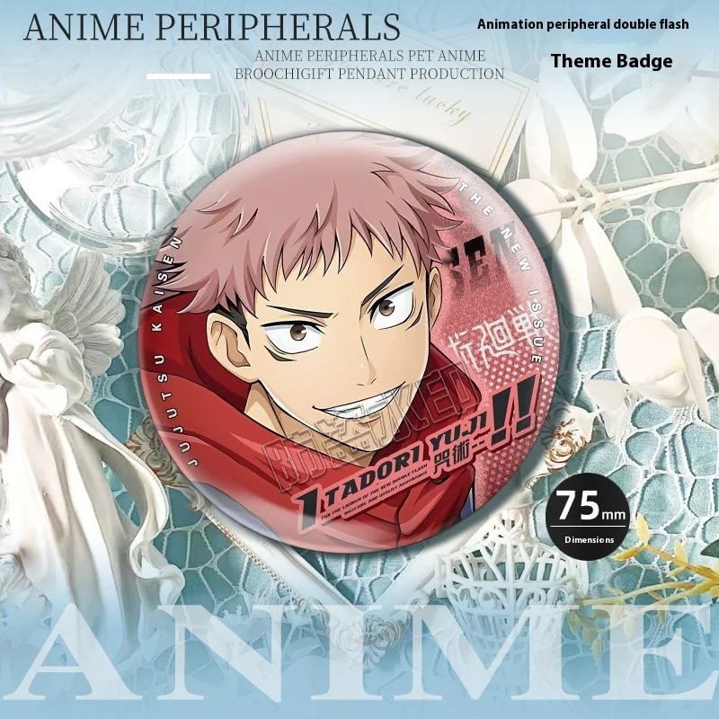 75mm Anime Jujutsu Kaisen Ryomen Sukuna Satoru Gojo Itadori Yuji Cosplay Costume Badge Pin SPTE Tinplate Brooch Akcesoria Prop