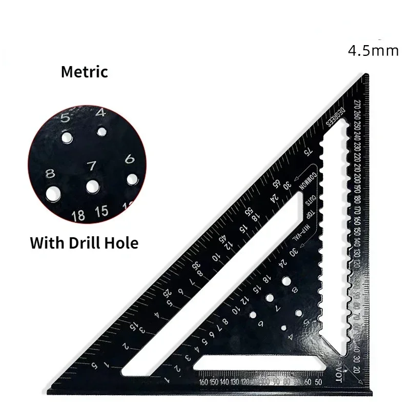 Narzędzie kątowe ze stopu linijki imperialna aluminiowa Cal metryczna do pomiaru trójkąta kwadratowego 12 ręcznych kątomierzy kątomierza