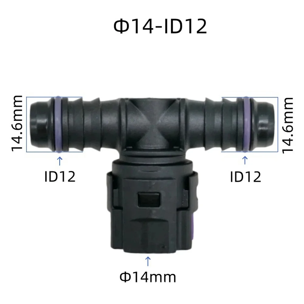 For Electric Vehicle Cooling Three-way Hose Connector Quick-connect Fitting Black Robust High Pressure Material