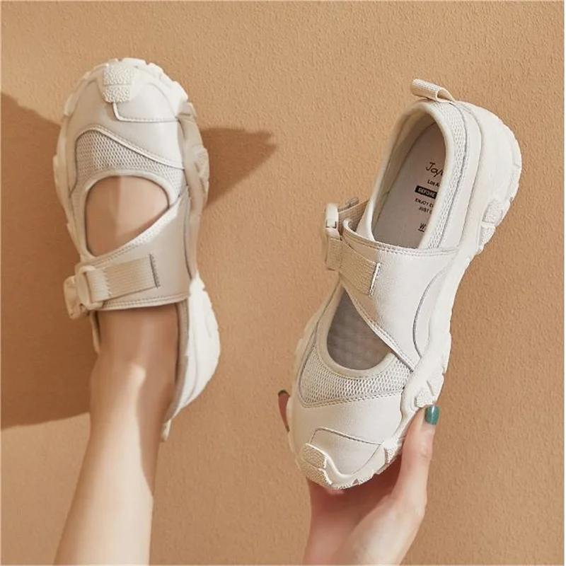 J&M Women Sneakers Fashion Casual Summer Lady Soft Lightweight Beach Sandal Walking Shoes Outdoor Breathable Casual Shoes White