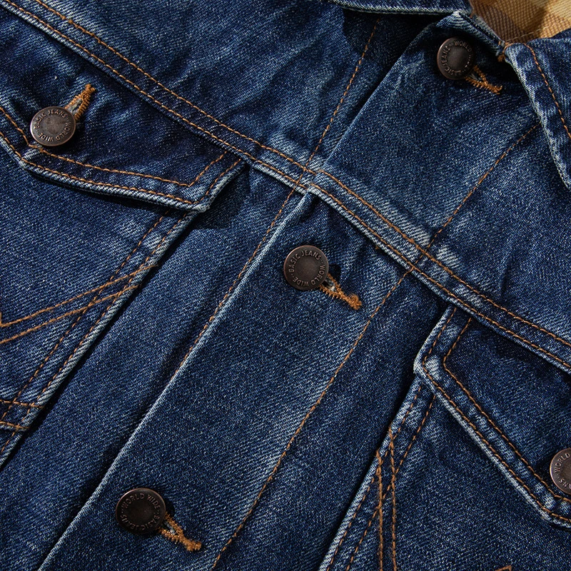 FACTCHECK EU US Size Luxury Quality Denim Jacket Faded Denim Stone Washing Workwear Vintage Winter Warm Denim Jacket view 4