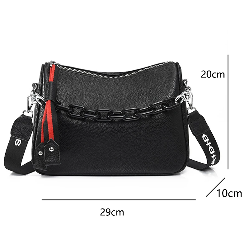 Luxury Solid Color Genuine Leather Women Shoulder Crossbody Bags 2024 Large Capacity Chain Ladies Handbags Female Messenger Sac