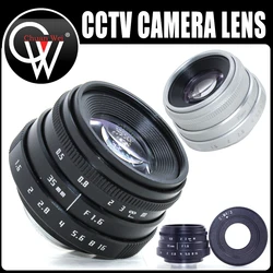 Silver/Black 35mm TV lens  F1.6 C Mount 1/2 CCTV Lens for M4/3 / MFT CCTV & Adapter FUJIAN Camera Lens