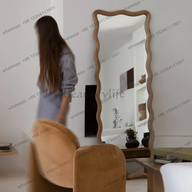 Bedroom retro wavy full-length mirror French antique floor mirror household view 2