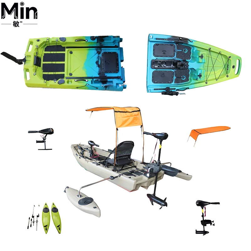Viking 1-Personen Modulares Abnehmbares Pedal-Angelkajak Sit-On-Top HDPE Hartplastik-Kajak für Seen, Flüsse und Meeres-Tourismus