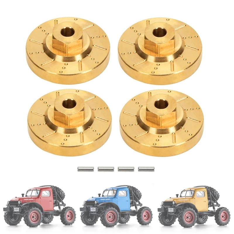 4Pcs Brass Wheel Hex Hub Adapter Counterweight Brake Disc For 1/18 FMS EAZYRC Rochobby RC Car Upgrade Parts