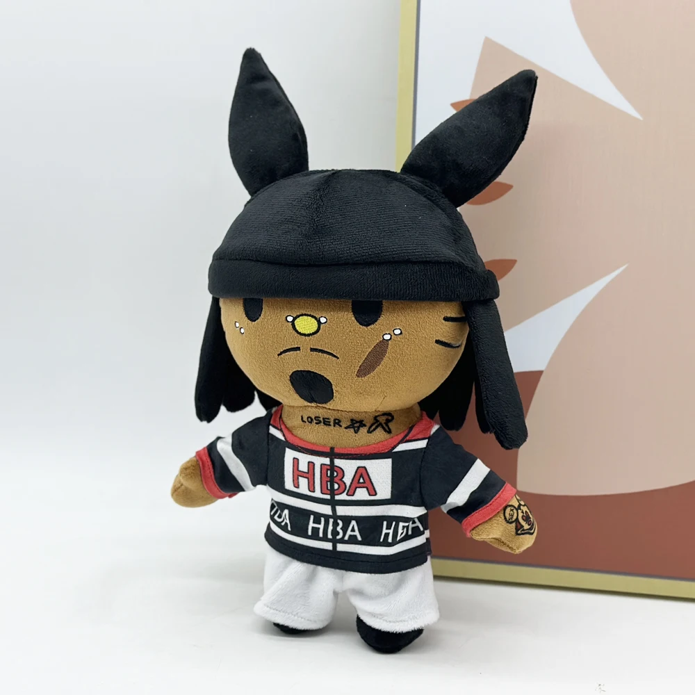 New Hello Kitty Playboi Carti With Black Rabbit Hat Plush Doll Figure Stuffed Toys Cute Boys Girls Birthday Christmas Gift 30cm